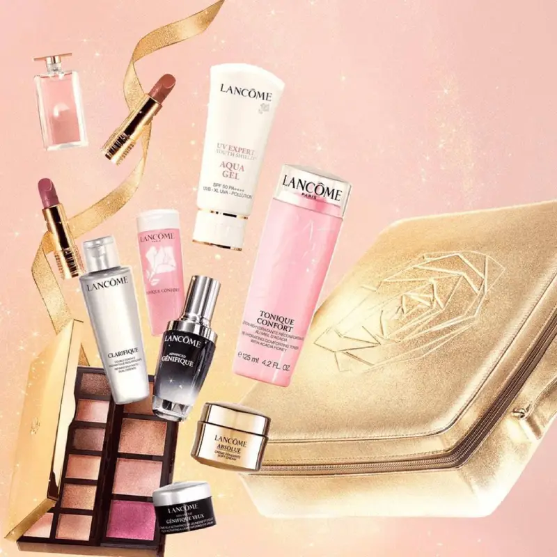 کیف لوازم آرایش بزرگ و مسافرتی طلایی لانکوم